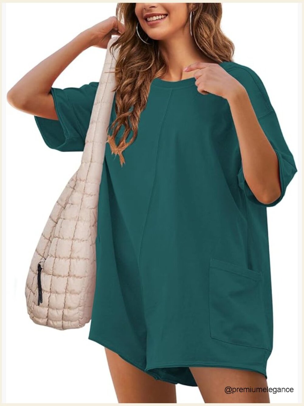 Women's One Piece Romper Reversible Oversized V-Neck Short Sleeve Pockets